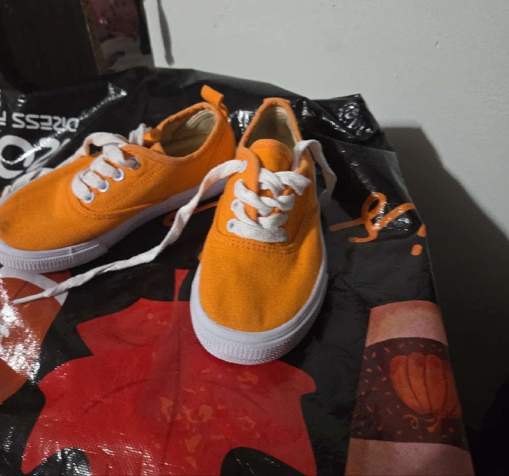 Kids Orange Canvas Sneakers with White Laces